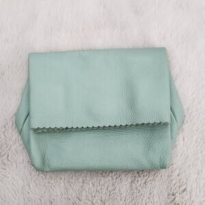 Rien by Penny Vomva Green Teal Leather Grocery Clutch Bag Mint Made in Greece